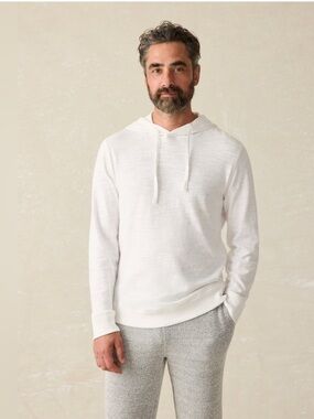 NWT Faherty Organic Cotton Sunwashed Slub Hoodie White Size M